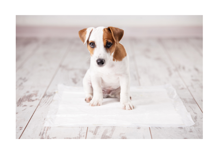 a puppy on a training pad